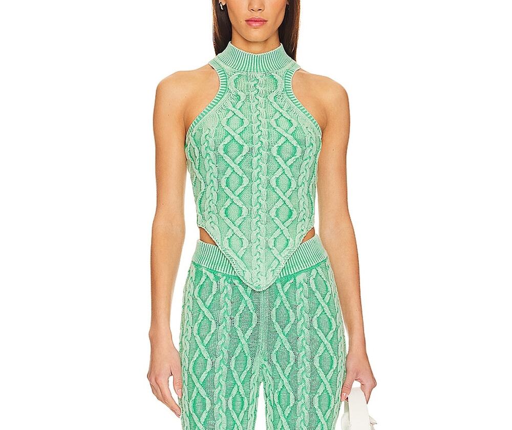 Ser O Ya Ribbed Green Mollie Knit Size L / XL Cotton Tank